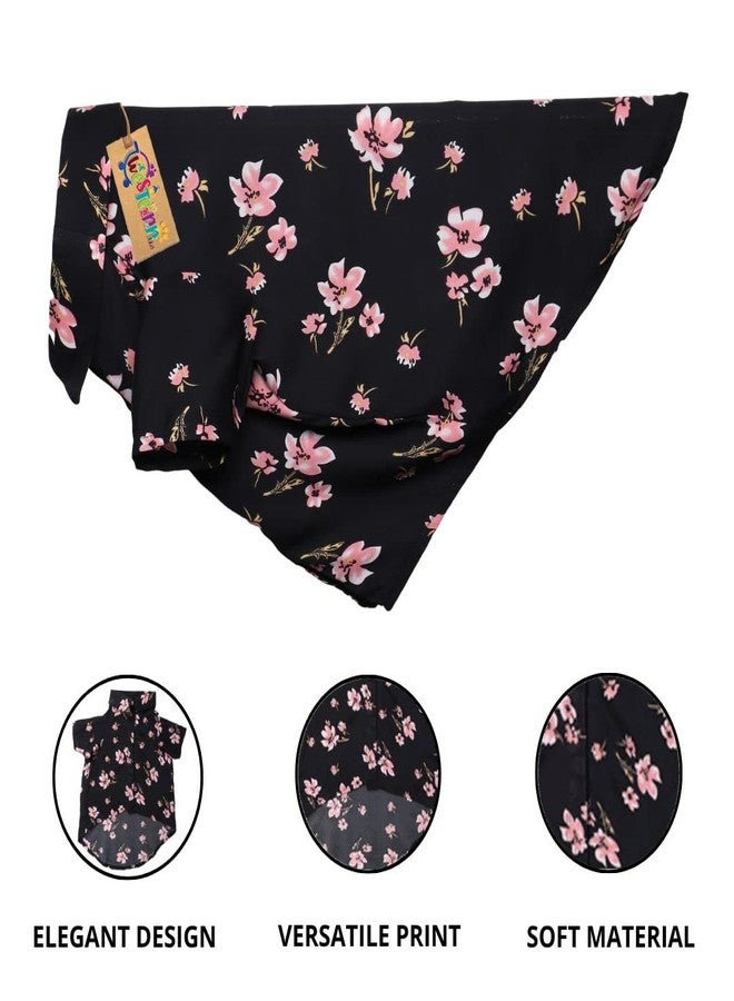 Western Era Cotton Printed Breathable Basic Vest Dog Shirt, Super Soft Shirt, Cute Lightweight Thin Shirt for Your Furries, Ultra Comfort Dog Apparel (XLarge - 26 inch) (Black Flower Print) - Image 2